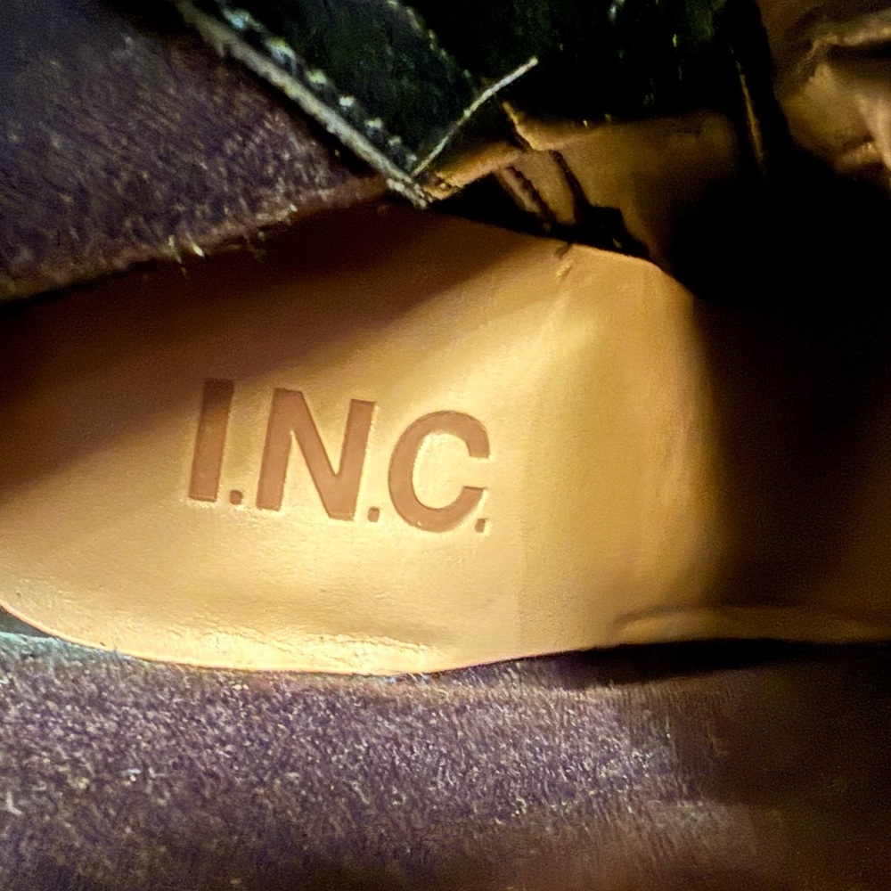 INC International Concepts NWT Sz 5M Black Man Made Knee High Heel Boots (SH182) - Picture 10 of 10